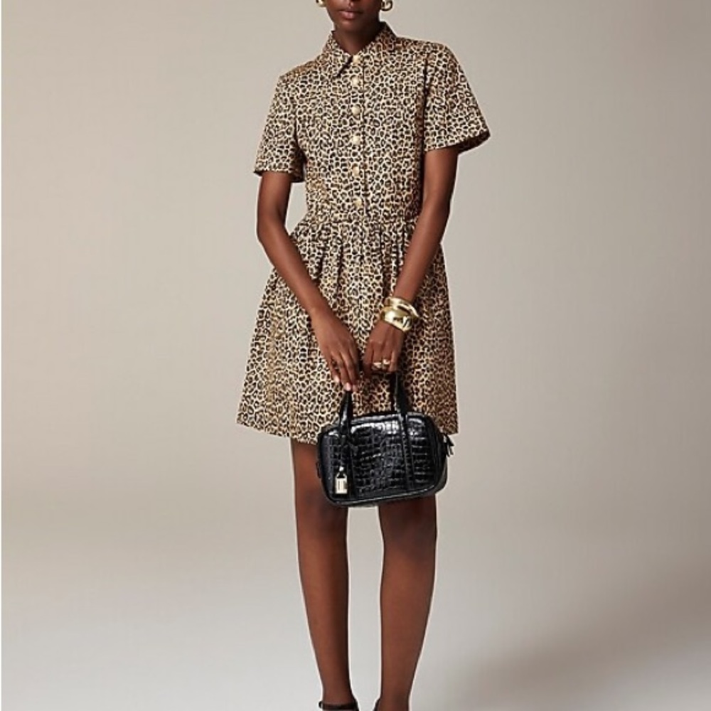 J. Crew A-line Shirtdress in Leopard Chino